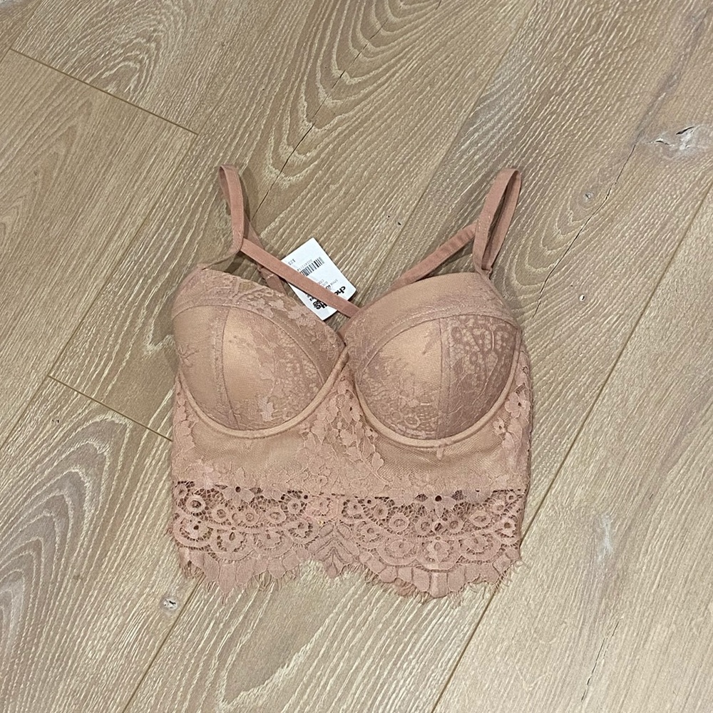 Pink lace bustier top